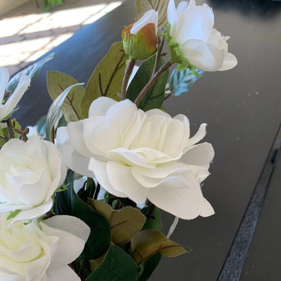 Gardenia Silk Flower Bush Set of 2 w 5 Stems each - Picture 4 of 5